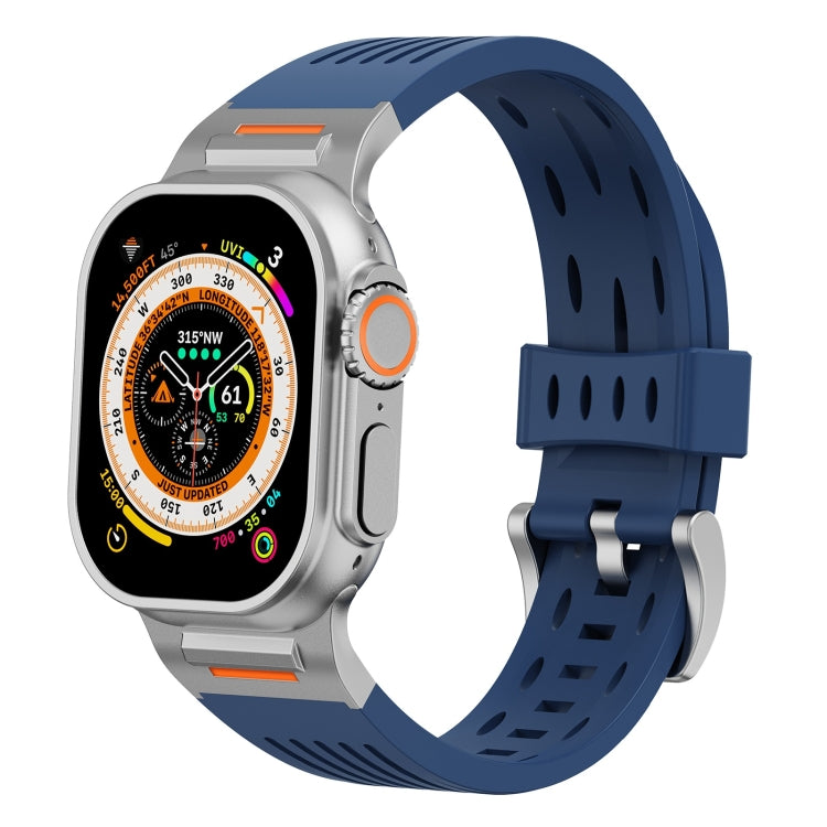 For Apple Watch 46mm / 49mm / 45mm / 44mm Trailblazer Oval Holes Silicone Watch Band(Midnight Blue) by bashfashion