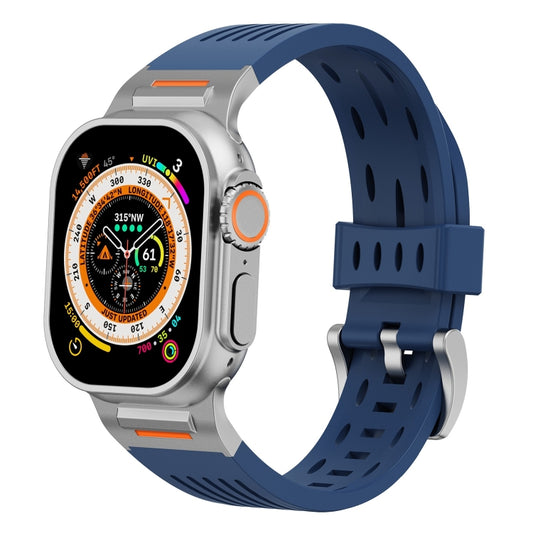 For Apple Watch 46mm / 49mm / 45mm / 44mm Trailblazer Oval Holes Silicone Watch Band(Midnight Blue) by bashfashion