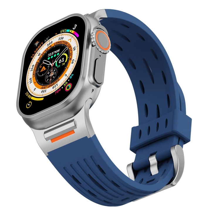 For Apple Watch 46mm / 49mm / 45mm / 44mm Trailblazer Oval Holes Silicone Watch Band(Midnight Blue) by bashfashion