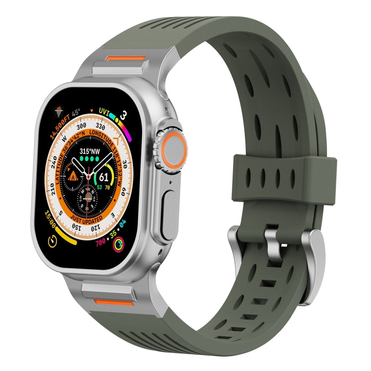 For Apple Watch 46mm / 49mm / 45mm / 44mm Trailblazer Oval Holes Silicone Watch Band(Forest Green) by bashfashion