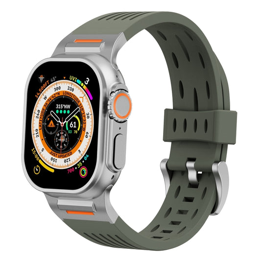 For Apple Watch 46mm / 49mm / 45mm / 44mm Trailblazer Oval Holes Silicone Watch Band(Forest Green) by bashfashion
