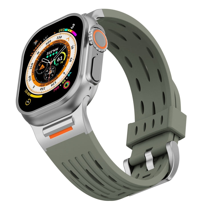 For Apple Watch 46mm / 49mm / 45mm / 44mm Trailblazer Oval Holes Silicone Watch Band(Forest Green) by bashfashion