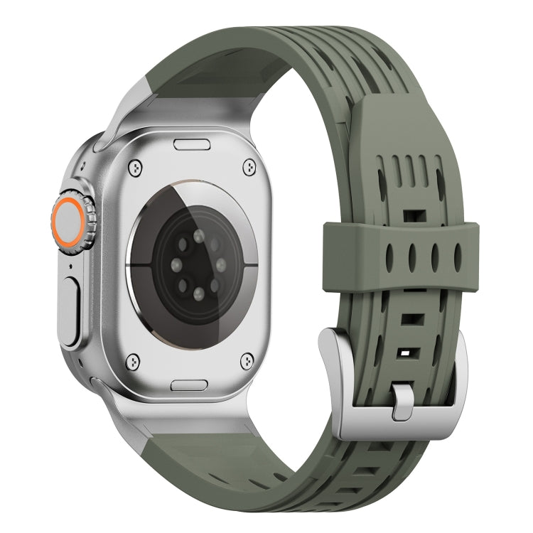 For Apple Watch 46mm / 49mm / 45mm / 44mm Trailblazer Oval Holes Silicone Watch Band(Forest Green) by bashfashion