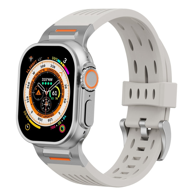 For Apple Watch 46mm / 49mm / 45mm / 44mm Trailblazer Oval Holes Silicone Watch Band(Starlight) by bashfashion