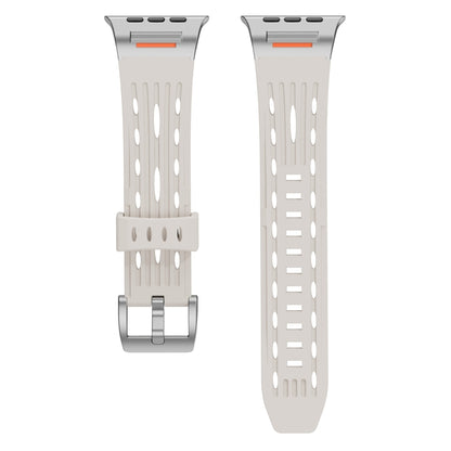 For Apple Watch 46mm / 49mm / 45mm / 44mm Trailblazer Oval Holes Silicone Watch Band(Starlight) by bashfashion