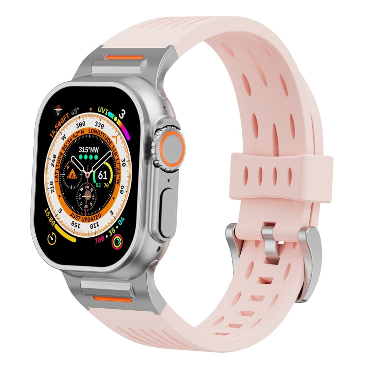 For Apple Watch 46mm / 49mm / 45mm / 44mm Trailblazer Oval Holes Silicone Watch Band(Vintage Rose) by bashfashion