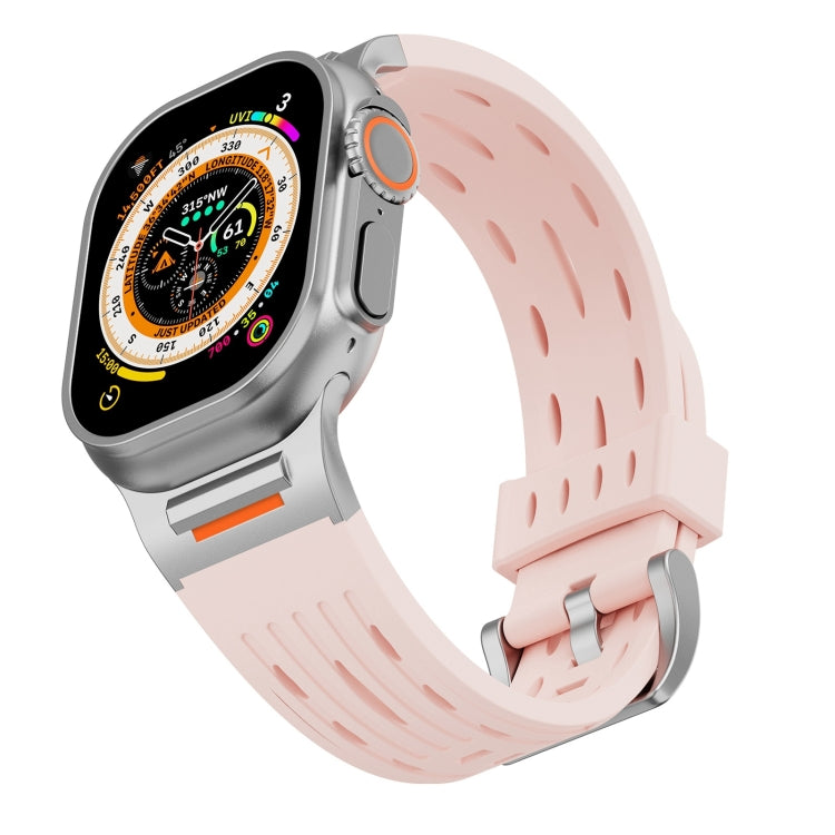 For Apple Watch 46mm / 49mm / 45mm / 44mm Trailblazer Oval Holes Silicone Watch Band(Vintage Rose) by bashfashion