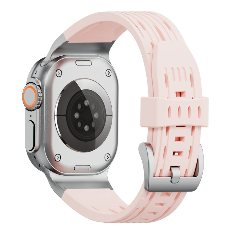 For Apple Watch 46mm / 49mm / 45mm / 44mm Trailblazer Oval Holes Silicone Watch Band(Vintage Rose) by bashfashion