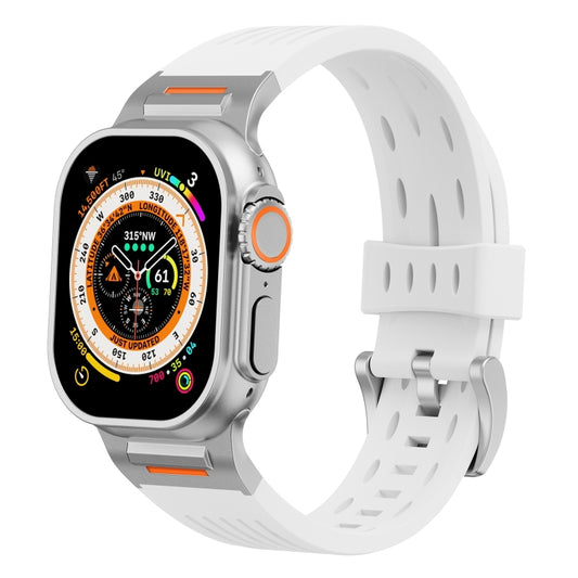 For Apple Watch 46mm / 49mm / 45mm / 44mm Trailblazer Oval Holes Silicone Watch Band(White) by bashfashion