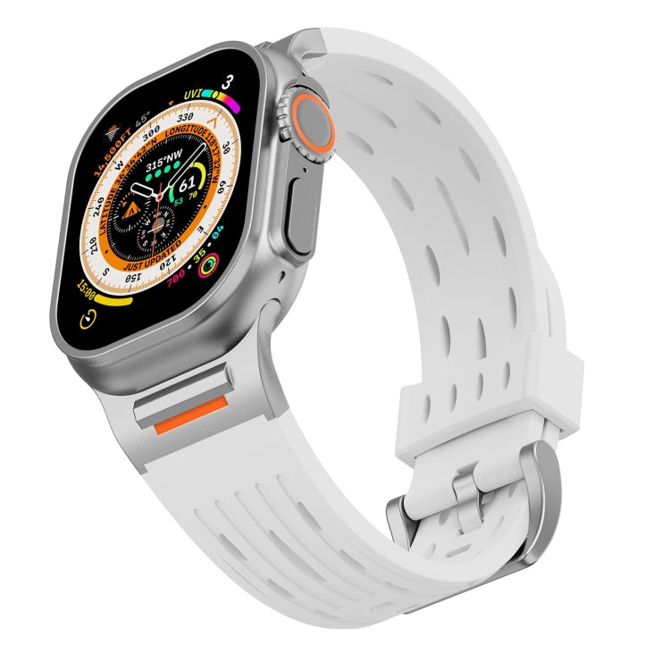 For Apple Watch 46mm / 49mm / 45mm / 44mm Trailblazer Oval Holes Silicone Watch Band(White) by bashfashion