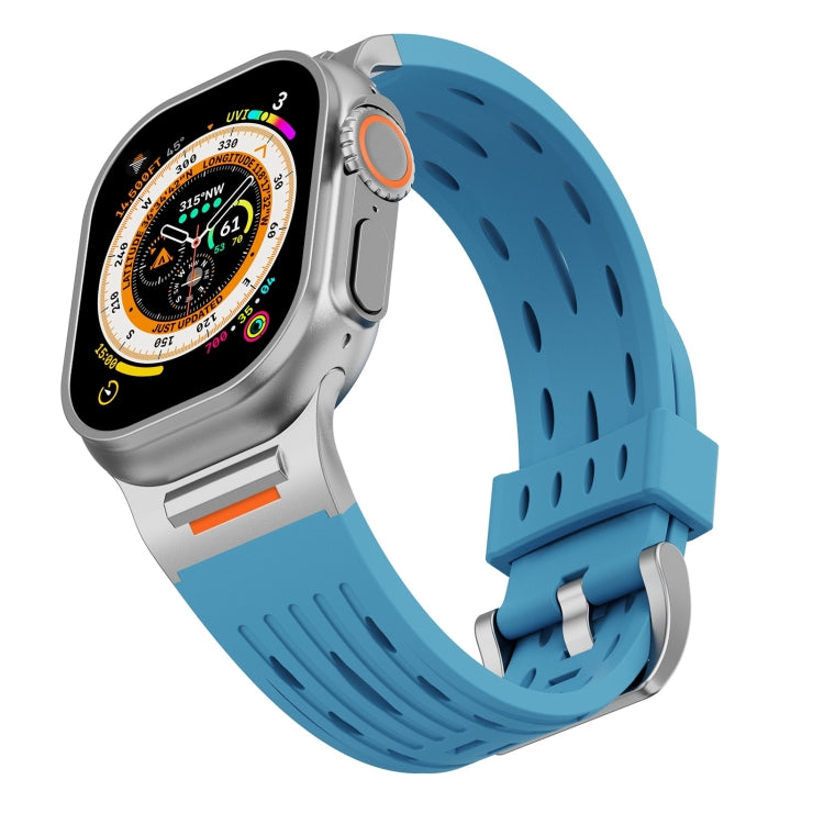 For Apple Watch 46mm / 49mm / 45mm / 44mm Trailblazer Oval Holes Silicone Watch Band(Premium Blue) by bashfashion
