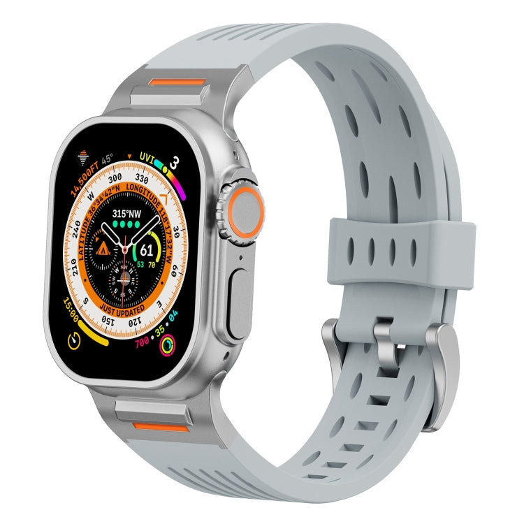 For Apple Watch 46mm / 49mm / 45mm / 44mm Trailblazer Oval Holes Silicone Watch Band(Cloudy Gray) by bashfashion