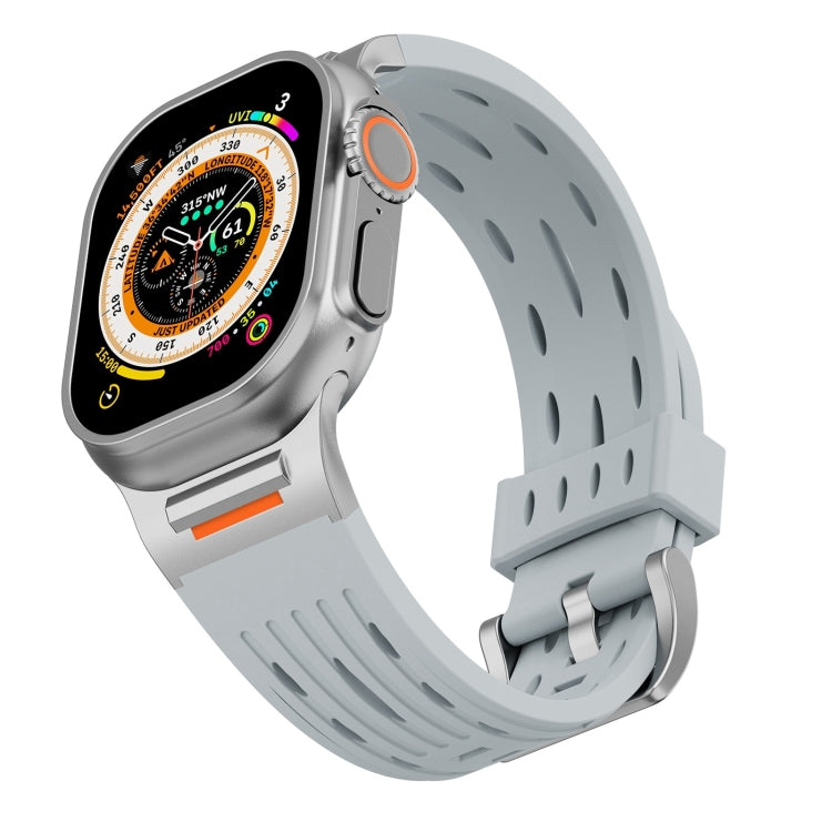 For Apple Watch 46mm / 49mm / 45mm / 44mm Trailblazer Oval Holes Silicone Watch Band(Cloudy Gray) by bashfashion