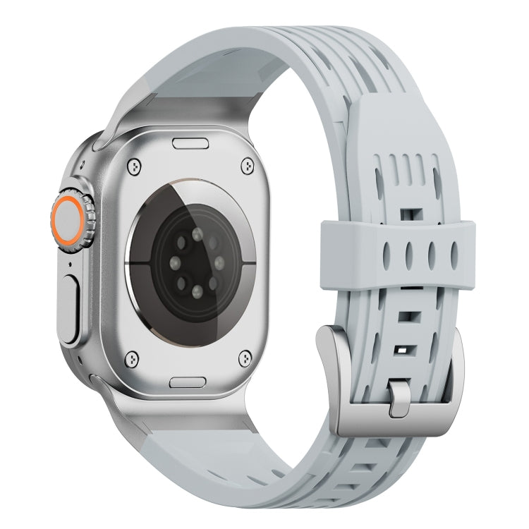 For Apple Watch 46mm / 49mm / 45mm / 44mm Trailblazer Oval Holes Silicone Watch Band(Cloudy Gray) by bashfashion