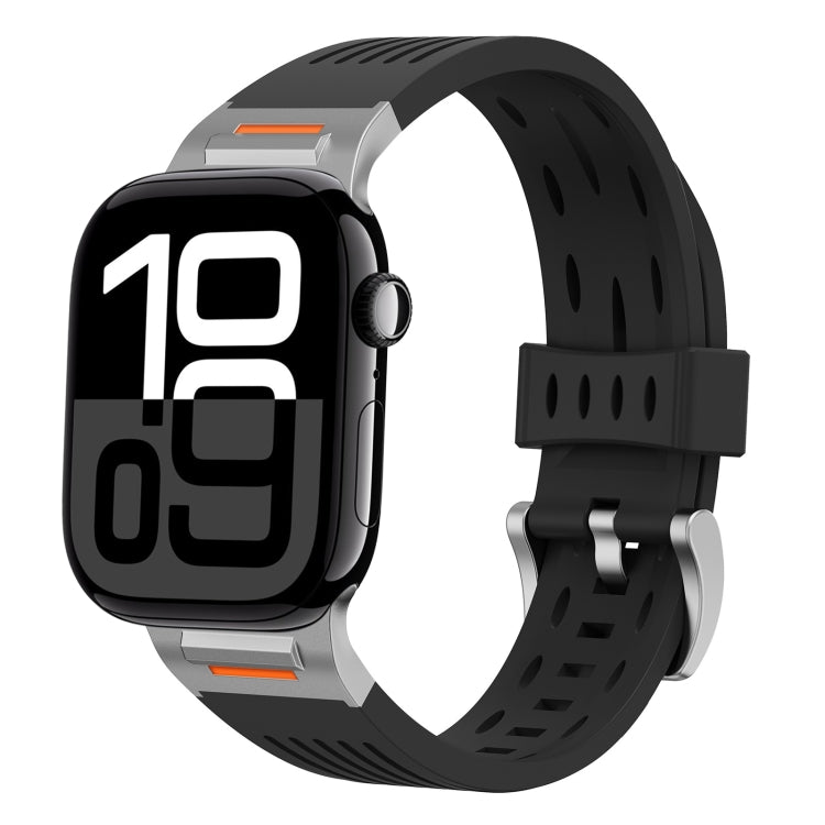 For Apple Watch 42mm / 41mm / 40mm / 38mm Trailblazer Oval Holes Silicone Watch Band(Black) by bashfashion