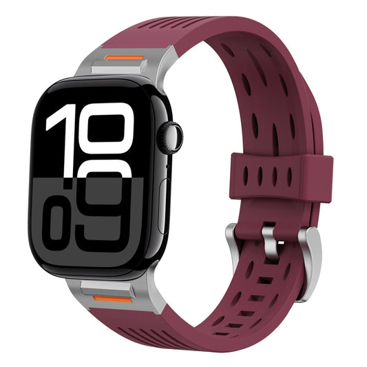 For Apple Watch 42mm / 41mm / 40mm / 38mm Trailblazer Oval Holes Silicone Watch Band(Wine Red) by bashfashion
