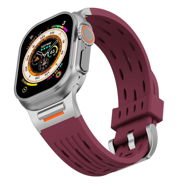 For Apple Watch 42mm / 41mm / 40mm / 38mm Trailblazer Oval Holes Silicone Watch Band(Wine Red) by bashfashion