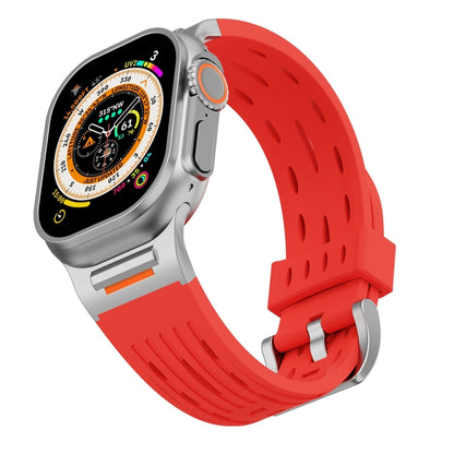 For Apple Watch 42mm / 41mm / 40mm / 38mm Trailblazer Oval Holes Silicone Watch Band(Red) by bashfashion