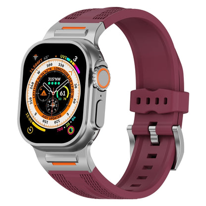For Apple Watch 46mm / 49mm / 45mm / 44mm Trailblazer Woven Texture Silicone Watch Band(Wine Red) by bashfashion