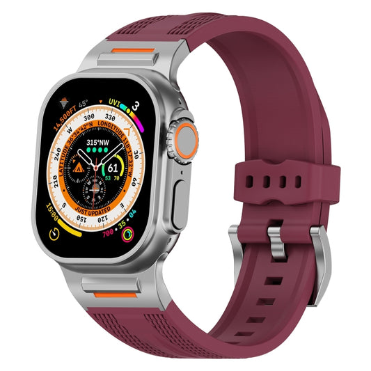 For Apple Watch 46mm / 49mm / 45mm / 44mm Trailblazer Woven Texture Silicone Watch Band(Wine Red) by bashfashion