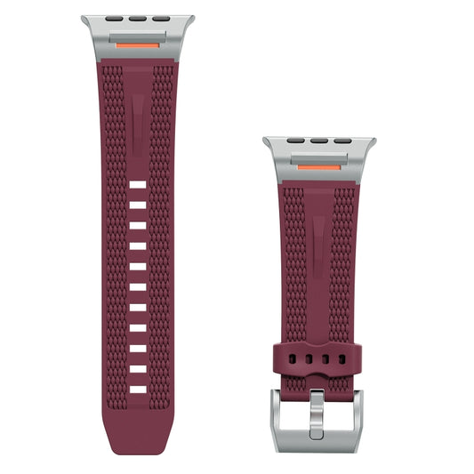 For Apple Watch 46mm / 49mm / 45mm / 44mm Trailblazer Woven Texture Silicone Watch Band(Wine Red) by bashfashion