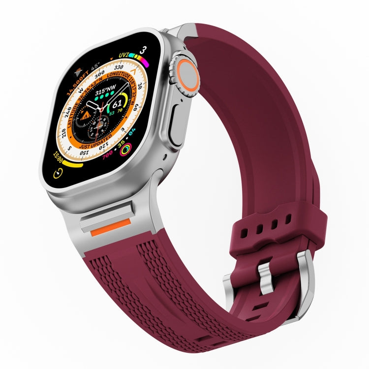 For Apple Watch 46mm / 49mm / 45mm / 44mm Trailblazer Woven Texture Silicone Watch Band(Wine Red) by bashfashion