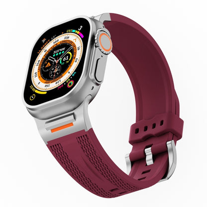 For Apple Watch 46mm / 49mm / 45mm / 44mm Trailblazer Woven Texture Silicone Watch Band(Wine Red) by bashfashion