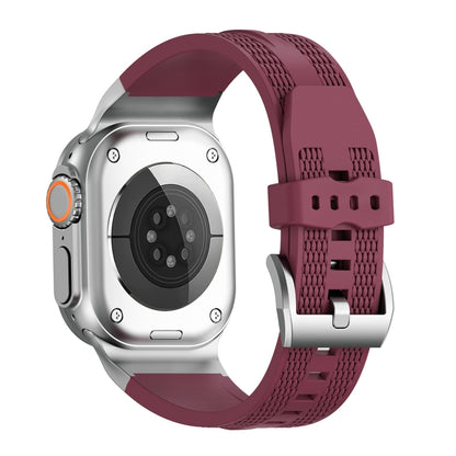 For Apple Watch 46mm / 49mm / 45mm / 44mm Trailblazer Woven Texture Silicone Watch Band(Wine Red) by bashfashion