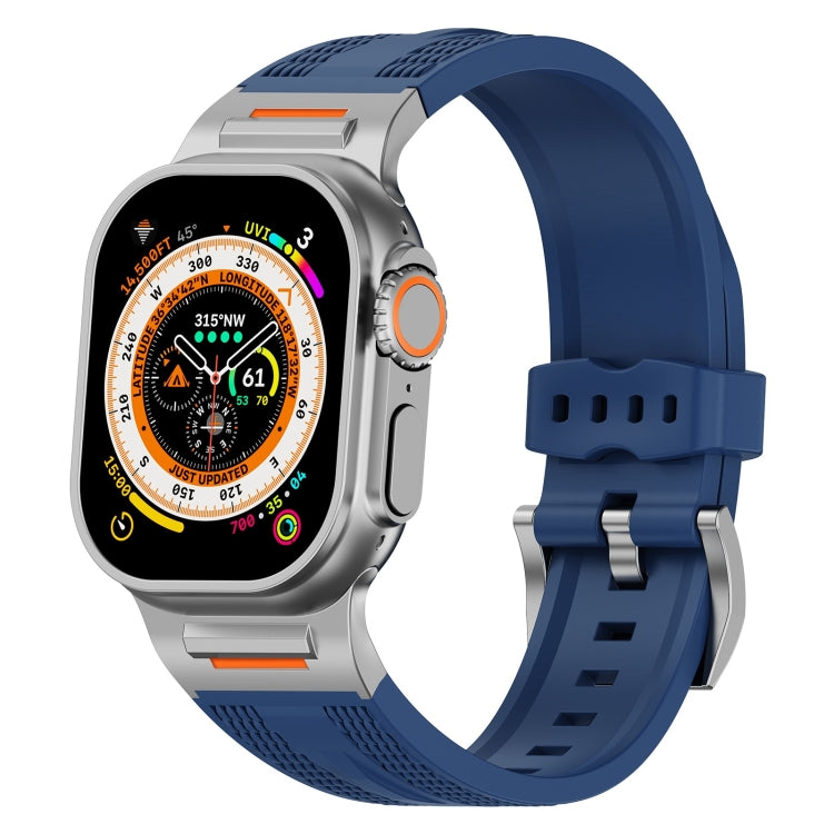 For Apple Watch 46mm / 49mm / 45mm / 44mm Trailblazer Woven Texture Silicone Watch Band(Midnight Blue) by bashfashion