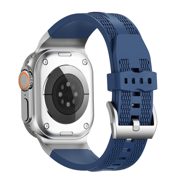 For Apple Watch 46mm / 49mm / 45mm / 44mm Trailblazer Woven Texture Silicone Watch Band(Midnight Blue) by bashfashion