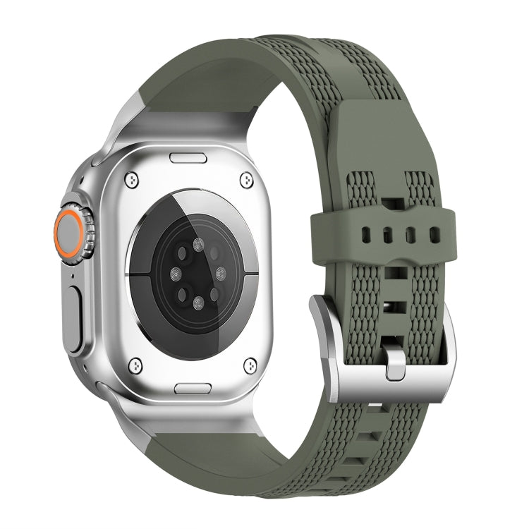 For Apple Watch 46mm / 49mm / 45mm / 44mm Trailblazer Woven Texture Silicone Watch Band(Forest Green) by bashfashion