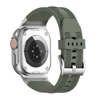 For Apple Watch 46mm / 49mm / 45mm / 44mm Trailblazer Woven Texture Silicone Watch Band(Forest Green) by bashfashion