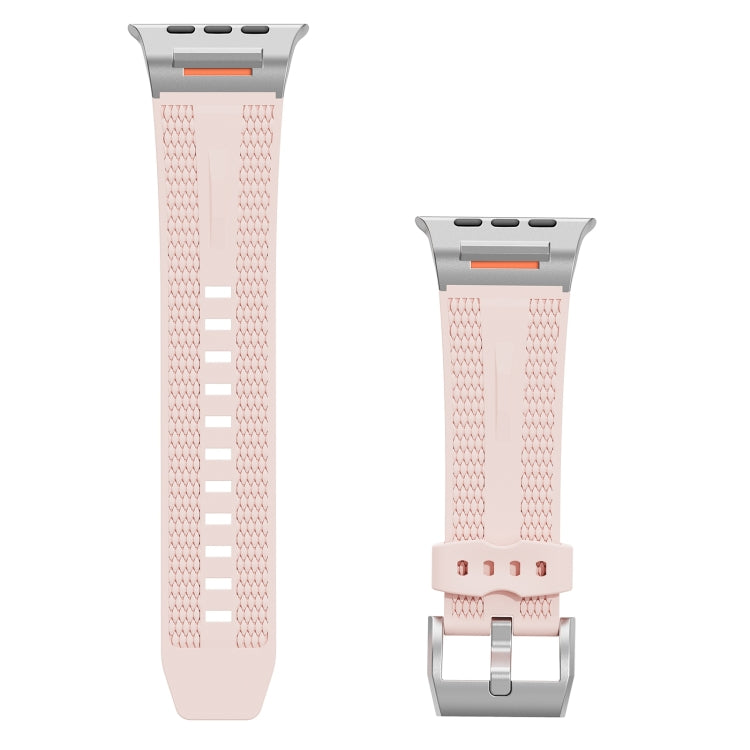 For Apple Watch 46mm / 49mm / 45mm / 44mm Trailblazer Woven Texture Silicone Watch Band(Vintage Rose) by bashfashion