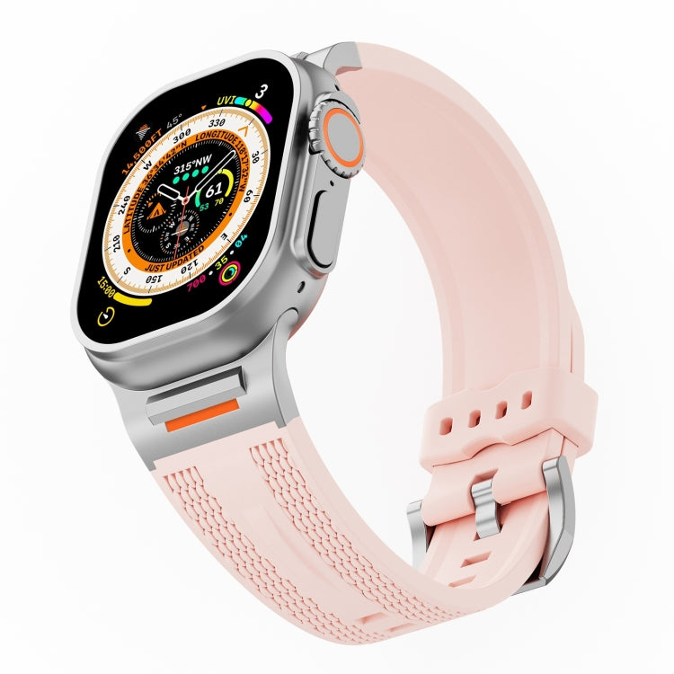 For Apple Watch 46mm / 49mm / 45mm / 44mm Trailblazer Woven Texture Silicone Watch Band(Vintage Rose) by bashfashion