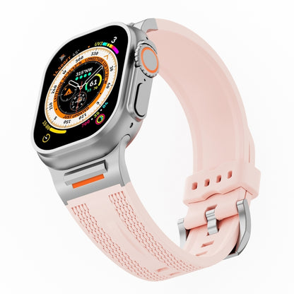 For Apple Watch 46mm / 49mm / 45mm / 44mm Trailblazer Woven Texture Silicone Watch Band(Vintage Rose) by bashfashion