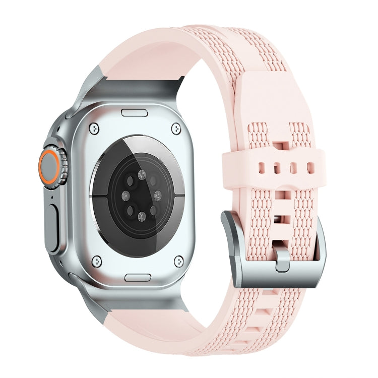 For Apple Watch 46mm / 49mm / 45mm / 44mm Trailblazer Woven Texture Silicone Watch Band(Vintage Rose) by bashfashion