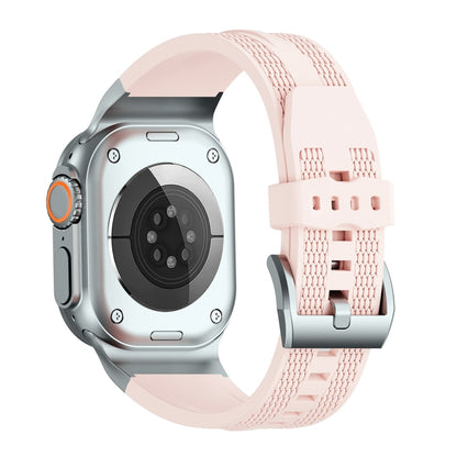 For Apple Watch 46mm / 49mm / 45mm / 44mm Trailblazer Woven Texture Silicone Watch Band(Vintage Rose) by bashfashion