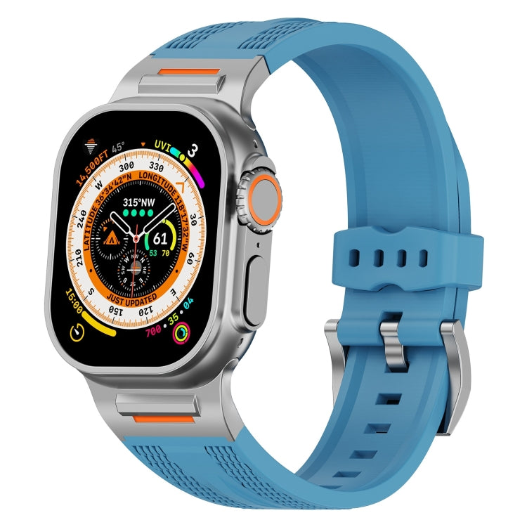 For Apple Watch 46mm / 49mm / 45mm / 44mm Trailblazer Woven Texture Silicone Watch Band(Premium Blue) by bashfashion