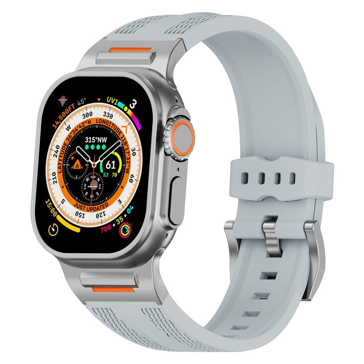 For Apple Watch 46mm / 49mm / 45mm / 44mm Trailblazer Woven Texture Silicone Watch Band(Cloudy Gray) by bashfashion