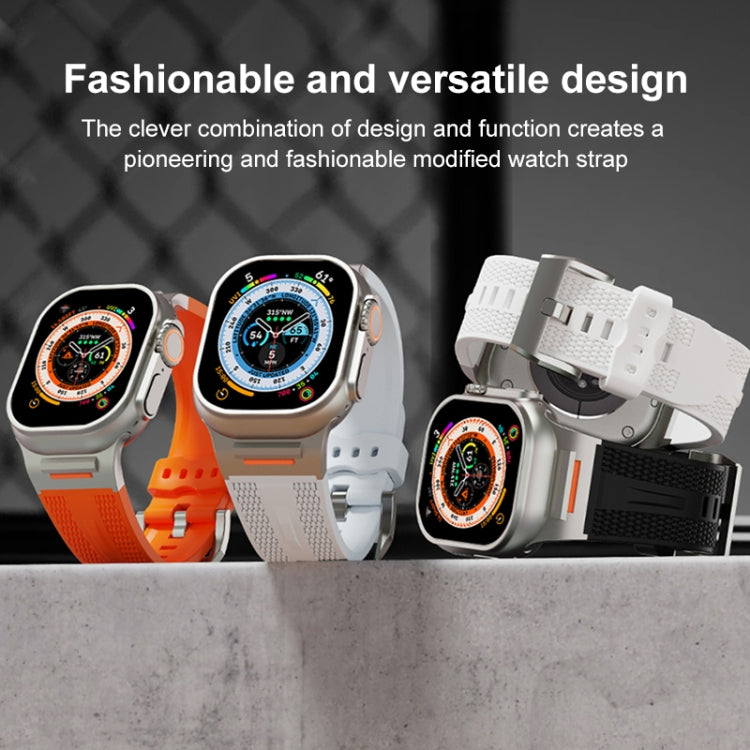 For Apple Watch 46mm / 49mm / 45mm / 44mm Trailblazer Woven Texture Silicone Watch Band(Cloudy Gray) by bashfashion