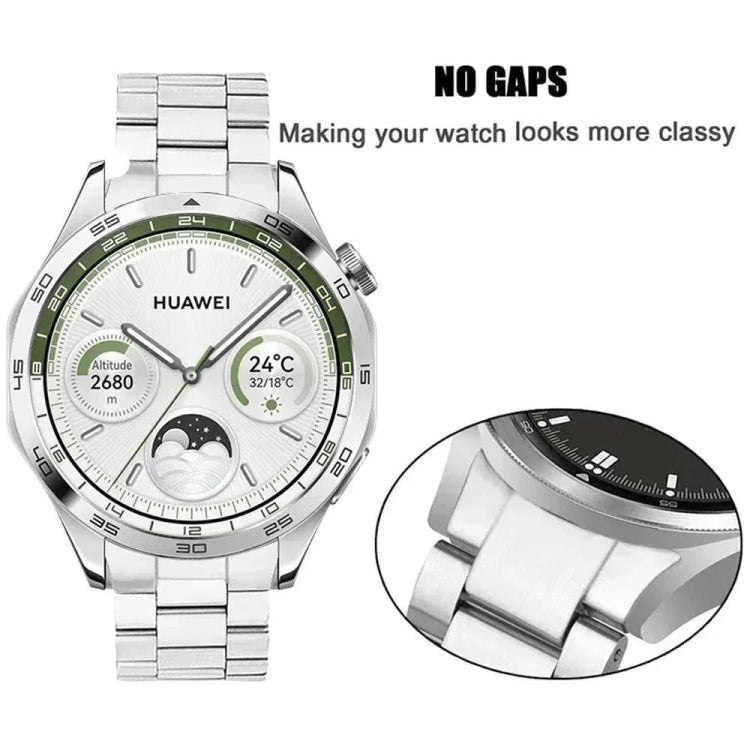 For Huawei Watch GT 5 46mm Curved Flat Buckle Three Beads Stainless Steel Watch Band(Silver) by bashfashion