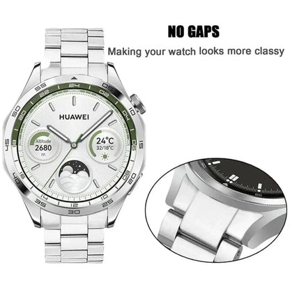 For Huawei Watch GT 5 46mm Curved Flat Buckle Three Beads Stainless Steel Watch Band(Silver) by bashfashion