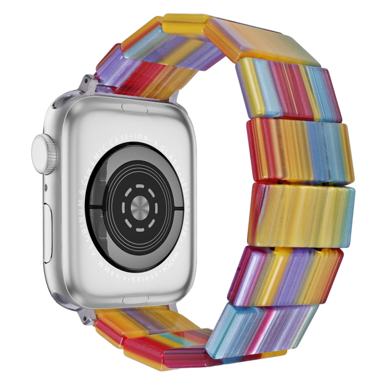 For Apple Watch 46mm / 49mm / 45mm / 44mm Stretch Rope Square Resin Watch Band(Rainbow) by bashfashion