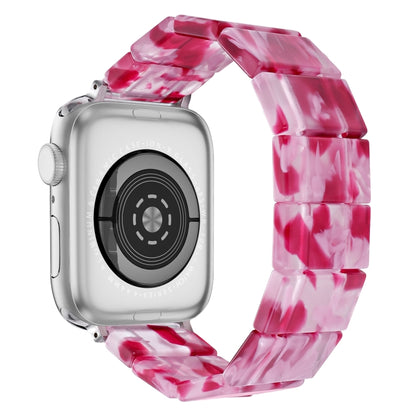 For Apple Watch 46mm / 49mm / 45mm / 44mm Stretch Rope Square Resin Watch Band(Pink Rose) by bashfashion