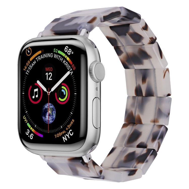 For Apple Watch 46mm / 49mm / 45mm / 44mm Stretch Rope Square Resin Watch Band(Dark Brown White) by bashfashion