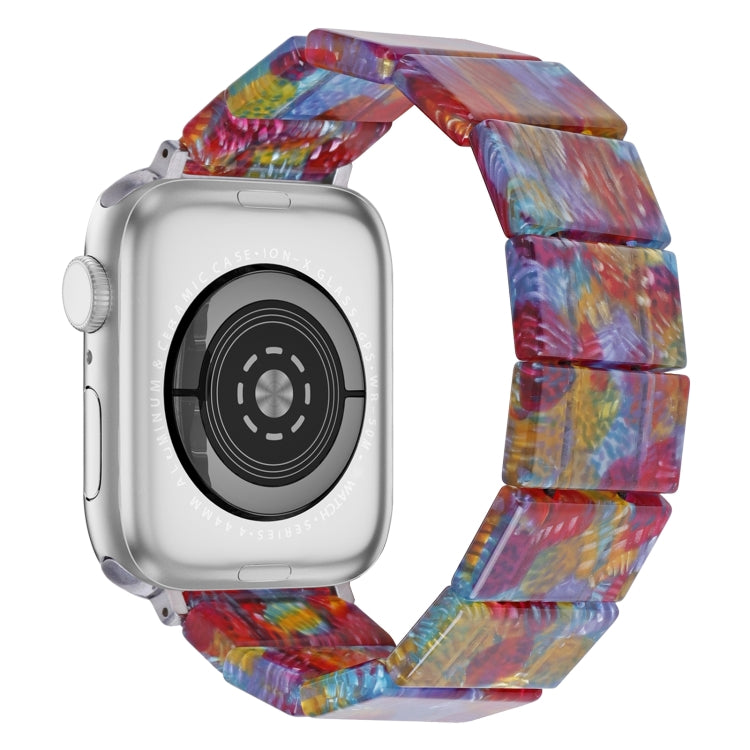 For Apple Watch 42mm / 41mm / 40mm / 38mm Stretch Rope Square Resin Watch Band(Pearlescent Rainbow) by bashfashion
