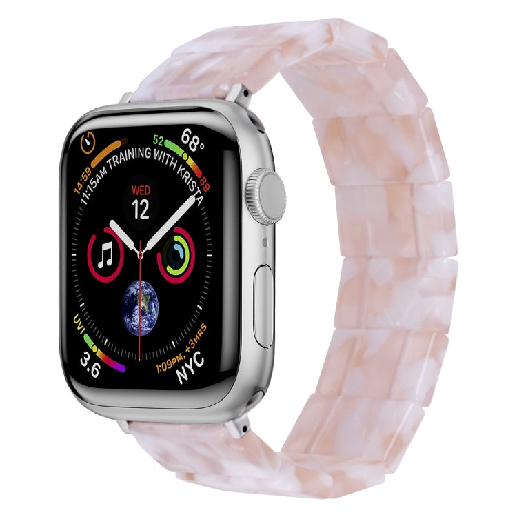 For Apple Watch 42mm / 41mm / 40mm / 38mm Stretch Rope Square Resin Watch Band(Pink Flower) by bashfashion