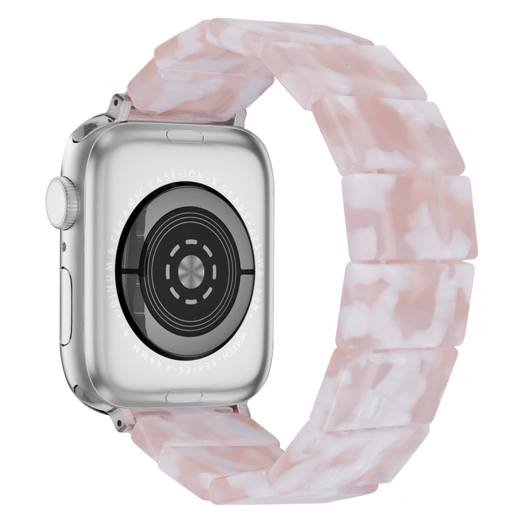 For Apple Watch 42mm / 41mm / 40mm / 38mm Stretch Rope Square Resin Watch Band(Pink Flower) by bashfashion