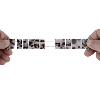 For Apple Watch 42mm / 41mm / 40mm / 38mm Stretch Rope Square Resin Watch Band(Pink Flower) by bashfashion