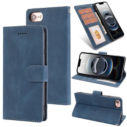 For iPhone SE 2024 Fantasy Skin-feel Calfskin Texture Leather Phone Case(Blue) by bashfashion